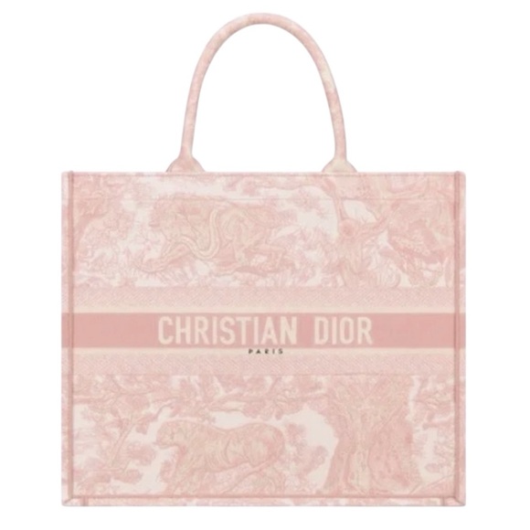 Christian Dior | FULL SET Large Book Tote Pink Toile De Jouy Embroidery 🌸✨ - Picture 1 of 17